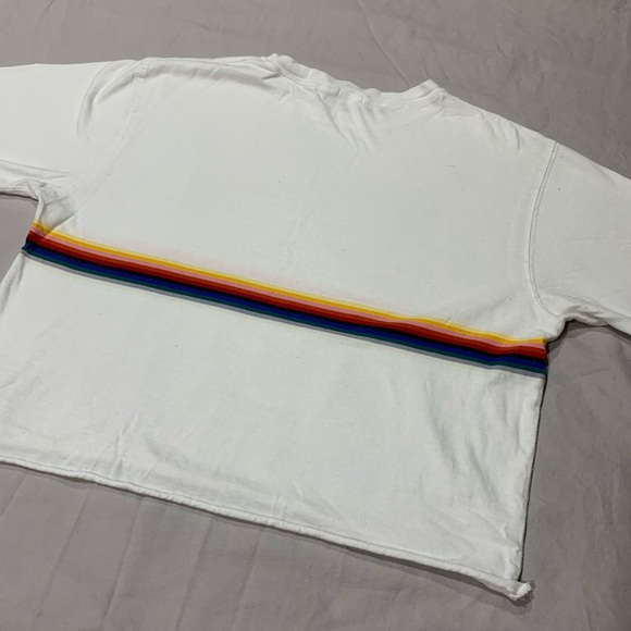 BrandyMelville WhiteRainbow Striped LongSleeve Tee - Picture 4 of 8